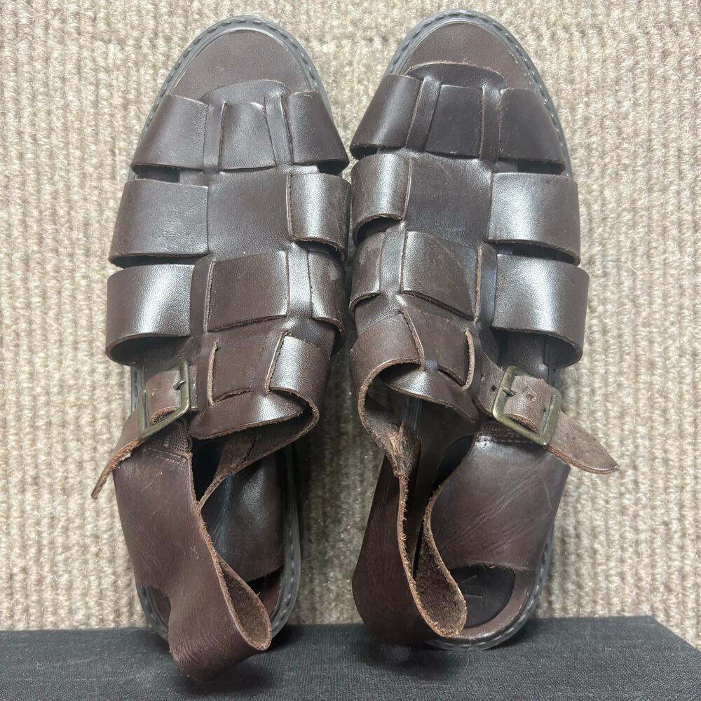 MIA Brown Leather Fisherman Sandals Chunky Heel Womens 8.5